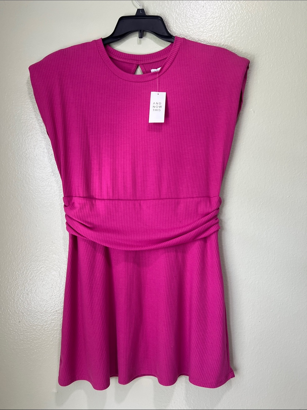 AND NOW THIS Fuchsia Ribbed Mini Dress